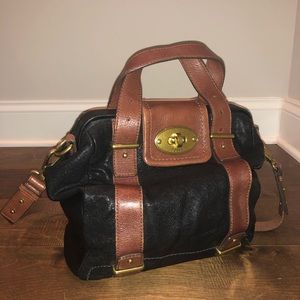 Fossil leather fold top purse